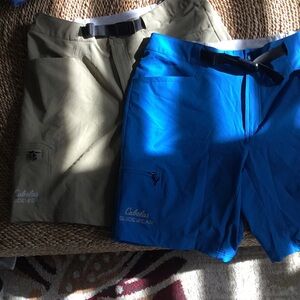 Cabela's Men's Athletic Shorts - Tan & Royal Blue (lot of 2)